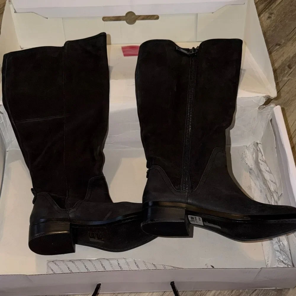 Aldo Black Knee-High Suede Boots